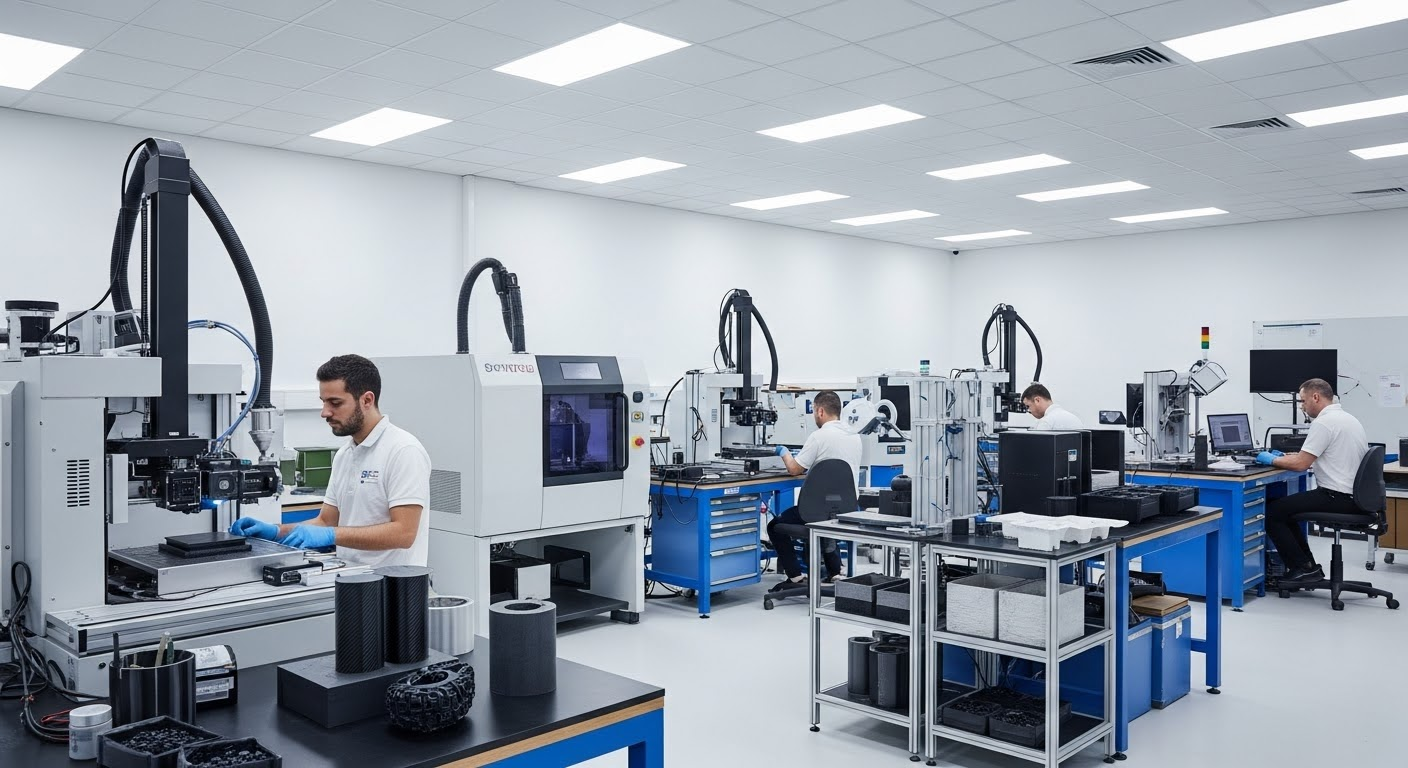 Impressora 3D industrial em operação